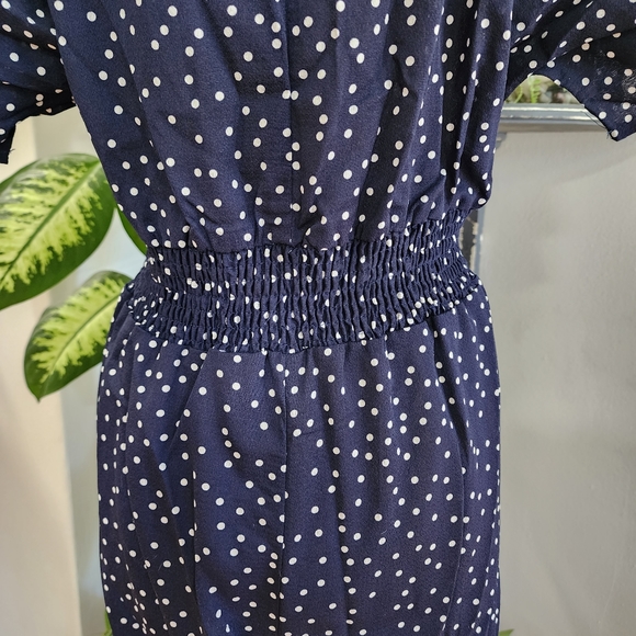 NWOT Lioness Dark Blue Navy Runched Waist Wide 3/4 Leg Jumpsuit - Picture 4 of 5